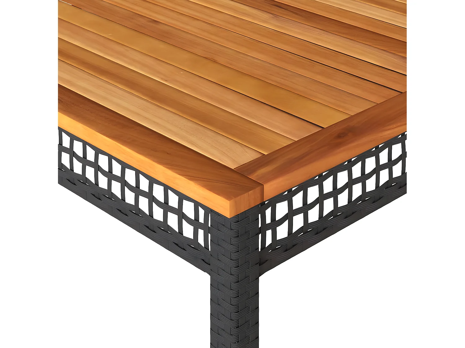 Centreville  Table de jardin noir 180x90x75 cm résine tressée et bois acacia