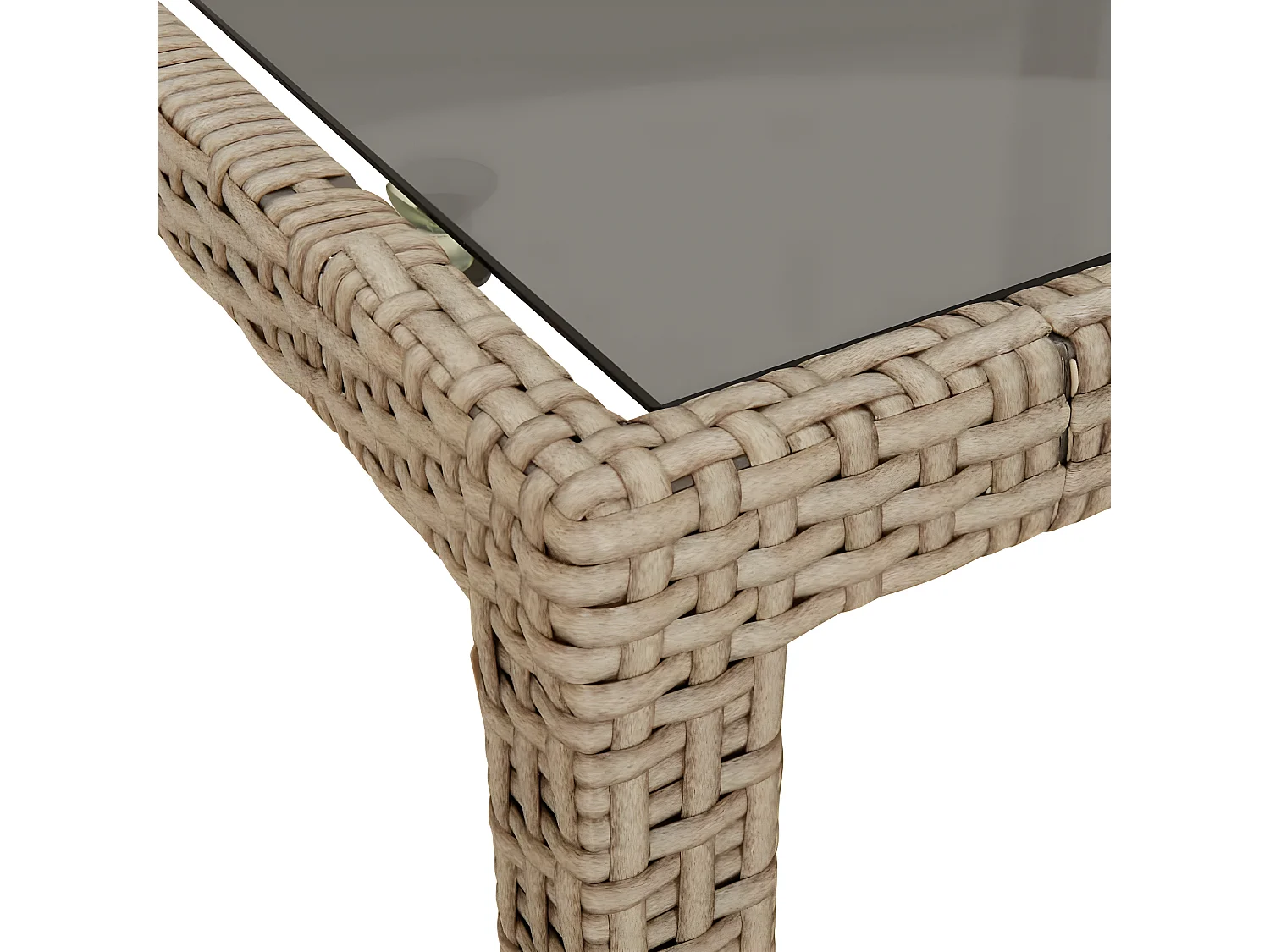 Harko  Tuintafel 90x90x75 cm gehard glas en poly rattan beige
