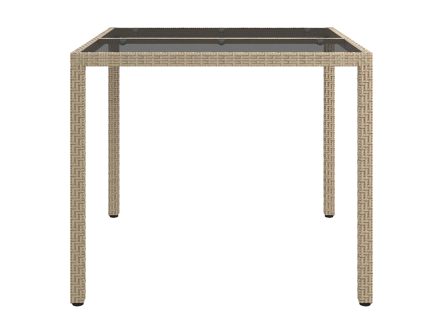 Harko  Table de jardin 90x90x75cm Verre trempé et résine tressée Beige