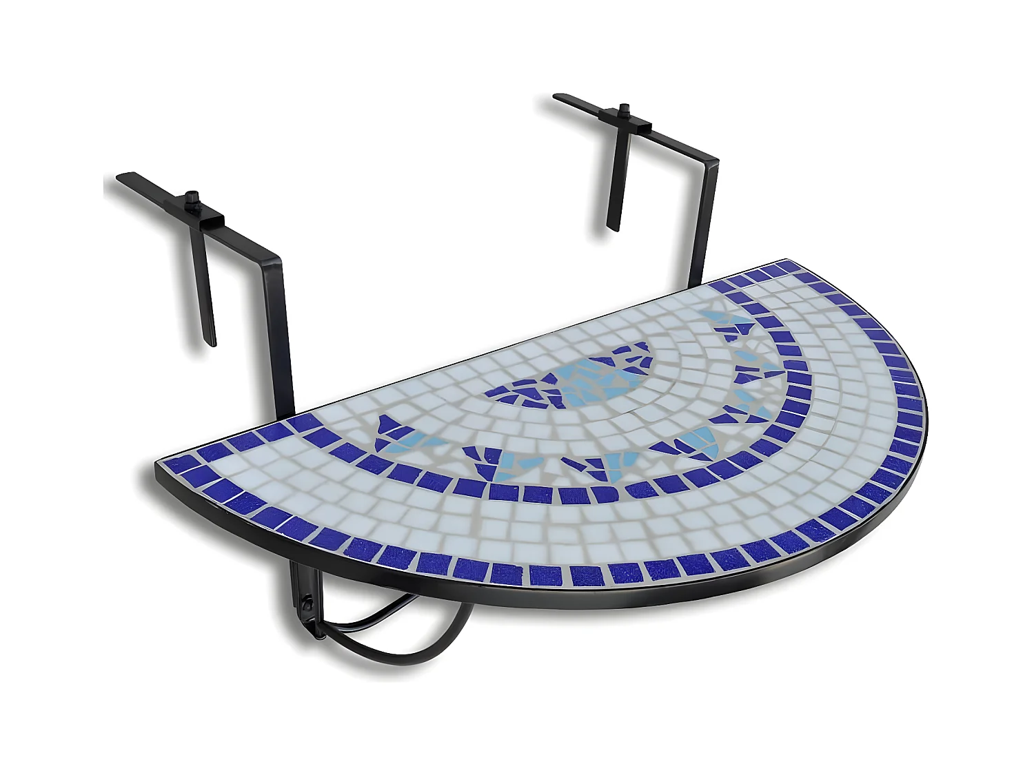 Tove Marie  Table suspendue de balcon Bleu et blanc Mosaïque