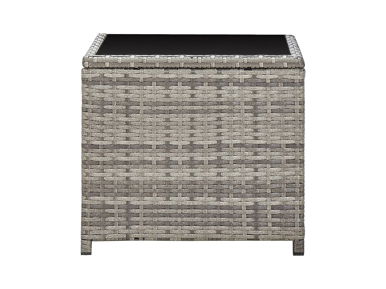 Paul-Étienne  Mesa de centro de ratán sintético y vidrio gris 45x45x40 cm