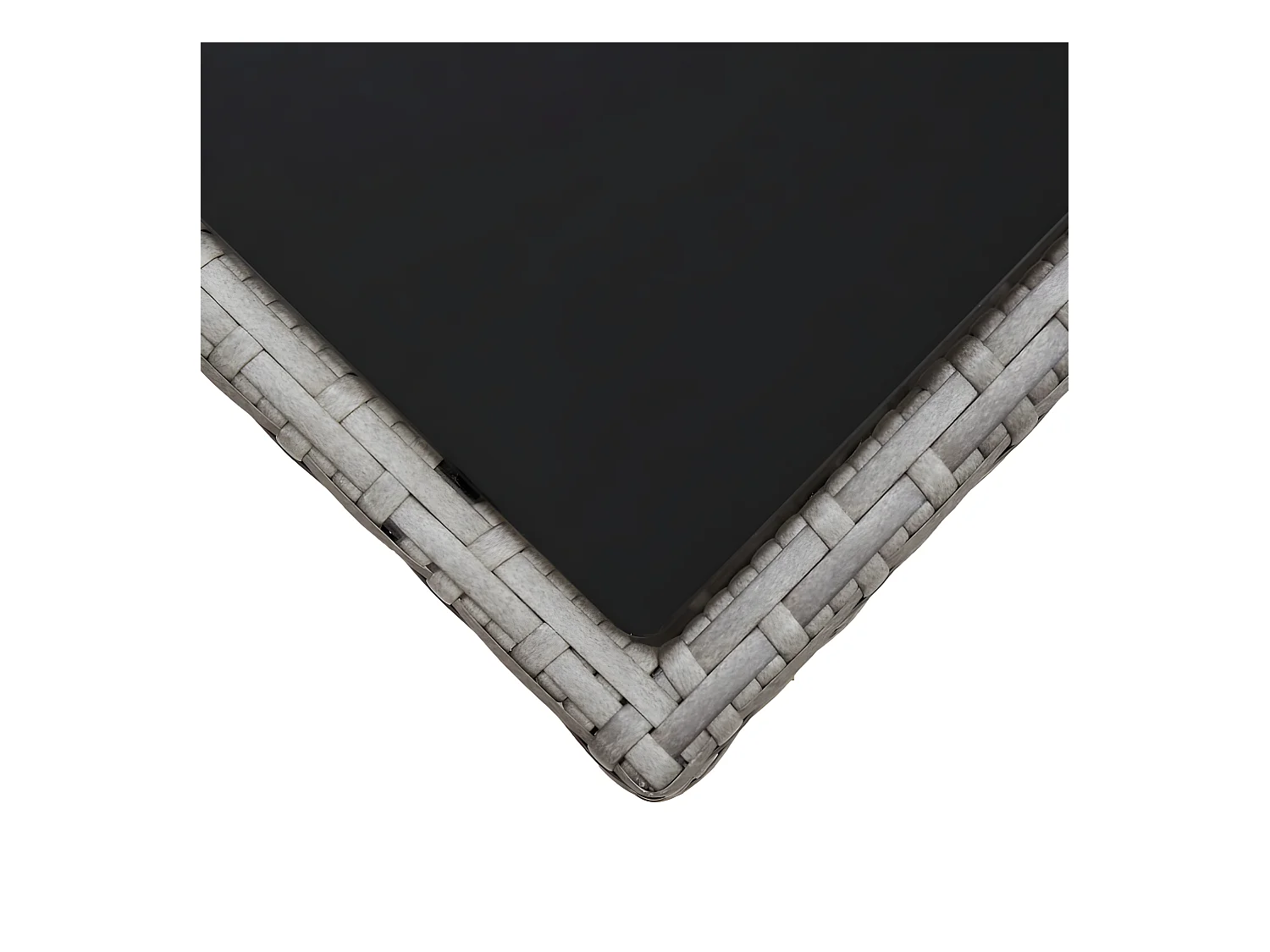 Paul-Étienne  Mesa de centro de ratán sintético y vidrio gris 45x45x40 cm