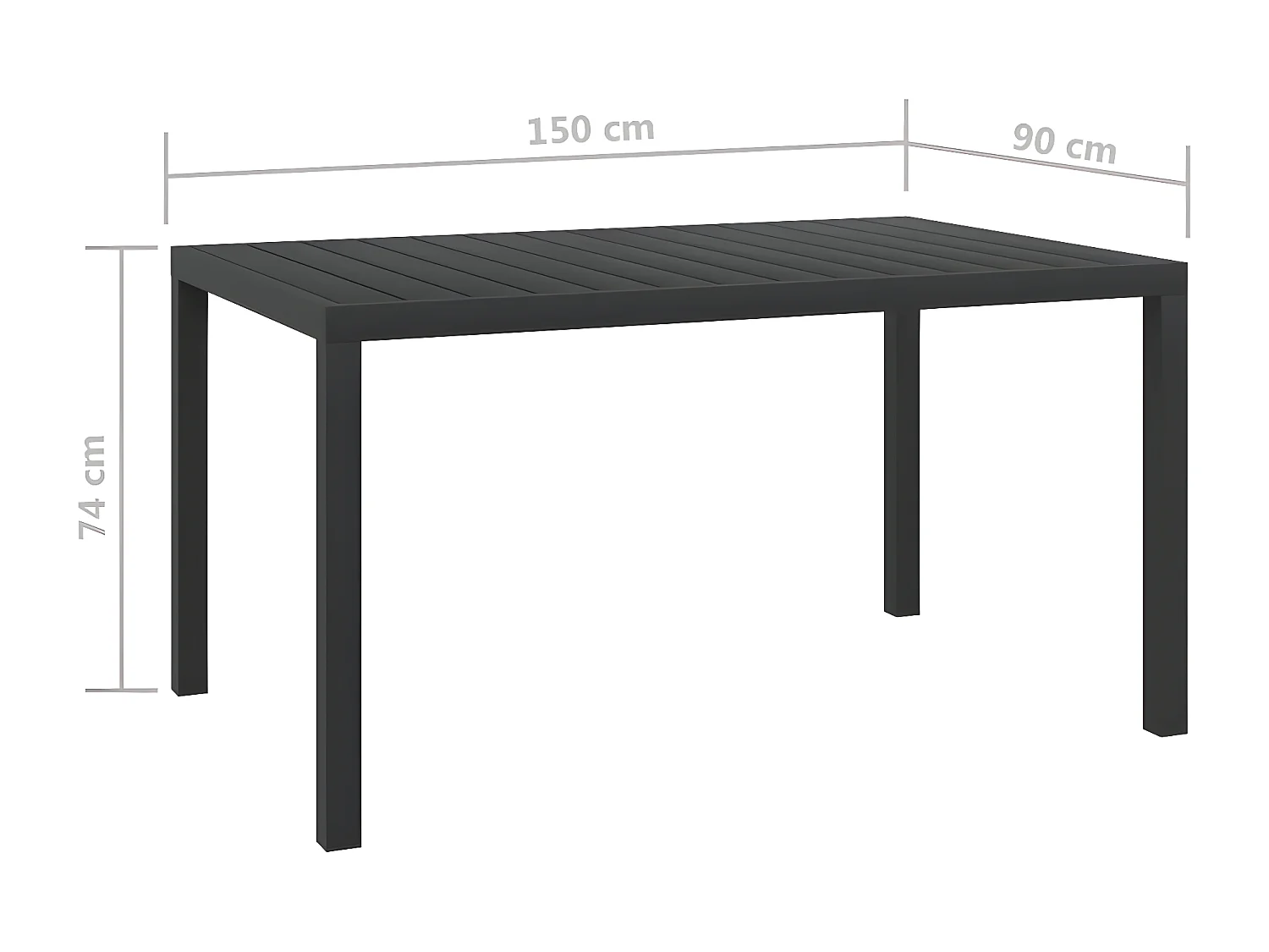 Marie-Rose  Tuintafel 150x90x74 cm aluminium en HKC zwart