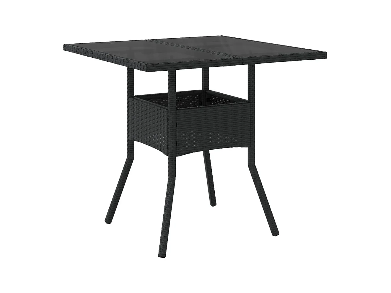Leila Hope  Tuintafel met glazen blad 80x80x75 cm poly rattan zwart