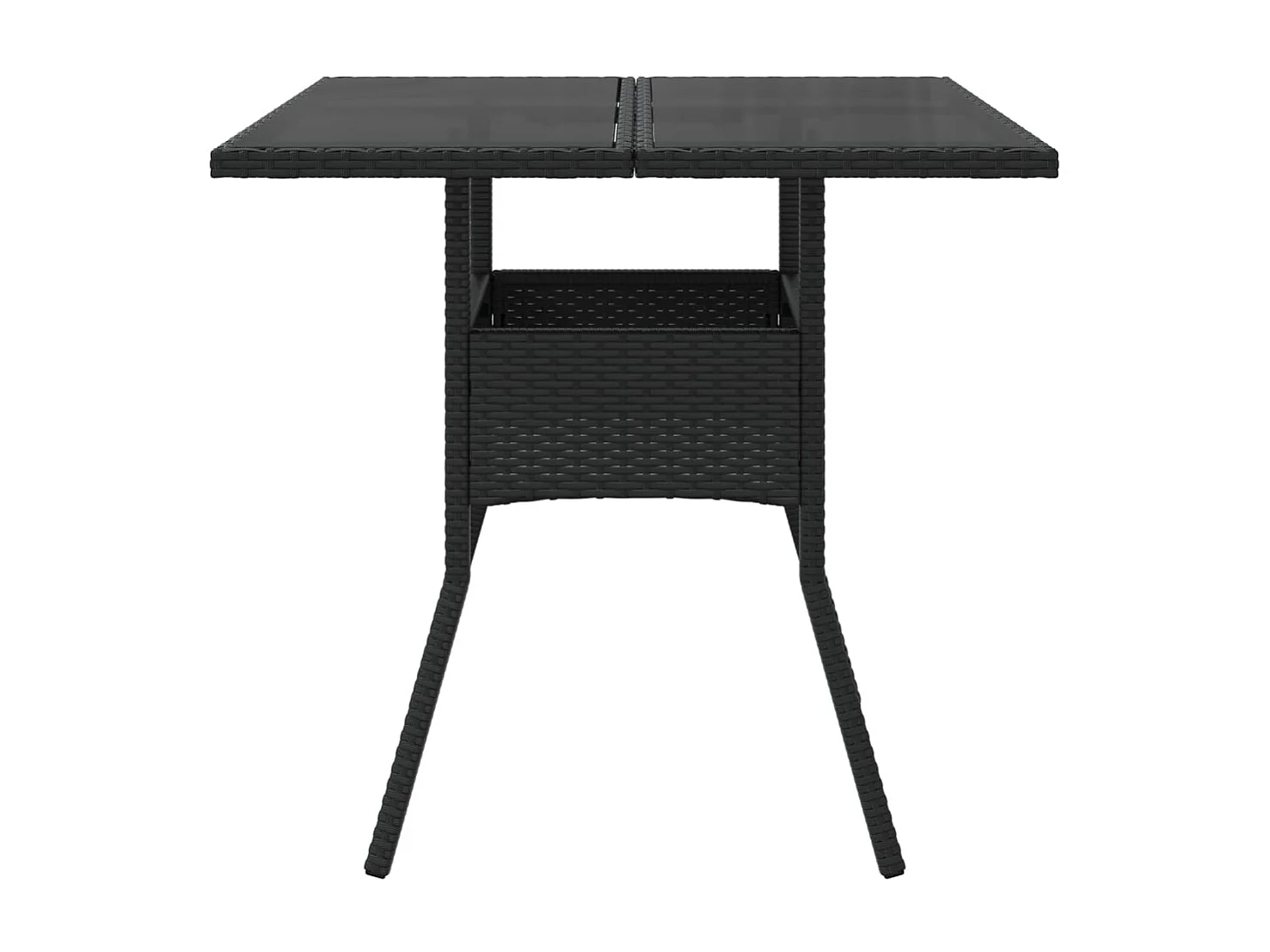 Leila Hope  Tuintafel met glazen blad 80x80x75 cm poly rattan zwart