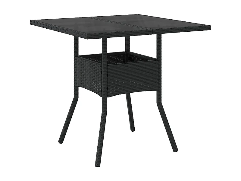 Leila Hope  Table de jardin dessus en verre noir 80x80x75 cm résine tressée