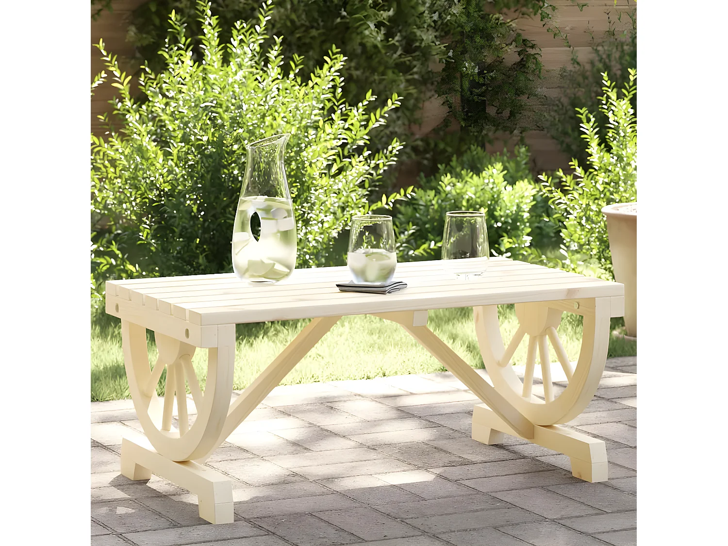 Karine  Table basse de jardin 90x50x40 cm bois de sapin massif