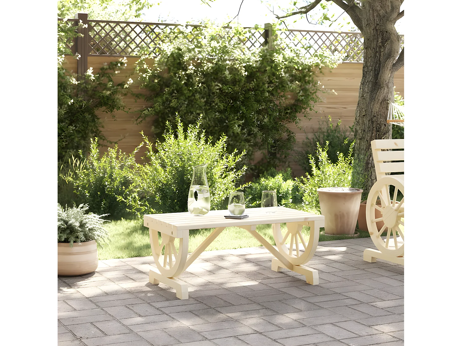 Karine  Table basse de jardin 90x50x40 cm bois de sapin massif