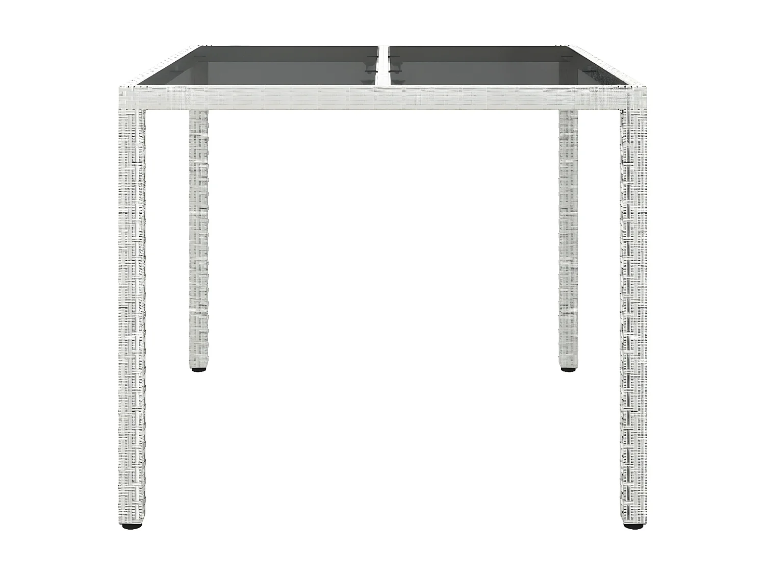 Harko  Table de jardin 90x90x75cm Verre trempé et résine tressée Blanc