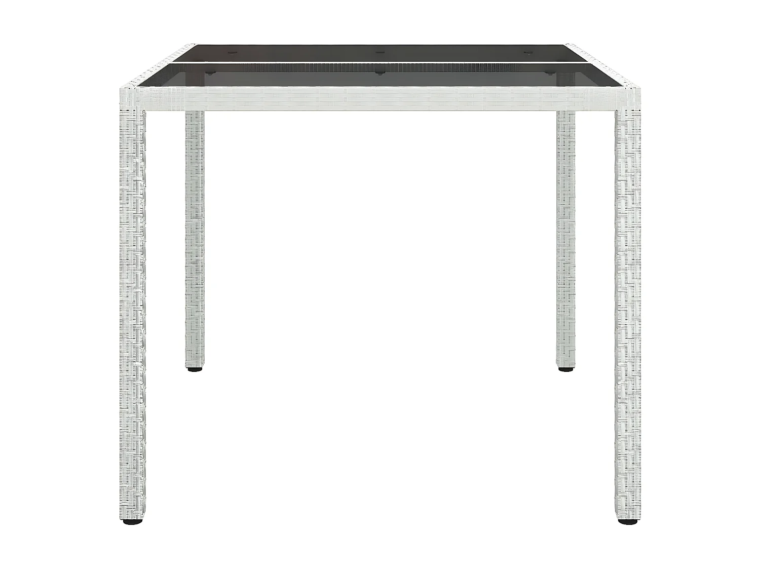 Harko  Table de jardin 90x90x75cm Verre trempé et résine tressée Blanc
