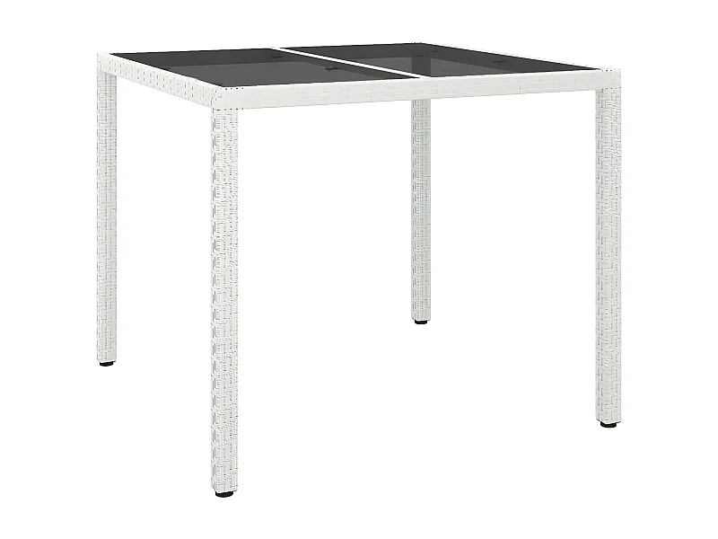 Harko  Tuintafel 90x90x75 cm gehard glas en poly rattan wit