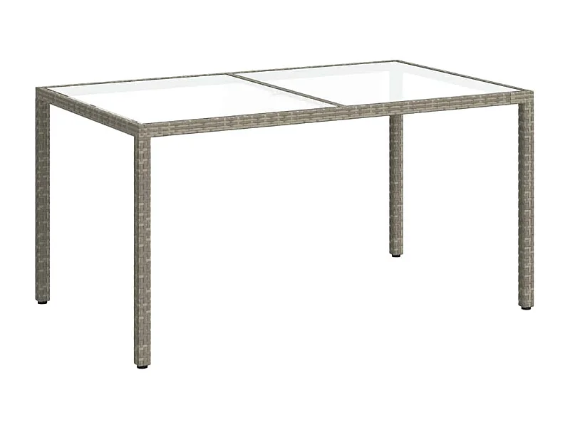 Harko  Table de jardin 150x90x75 cm Verre trempé et poly rotin Gris