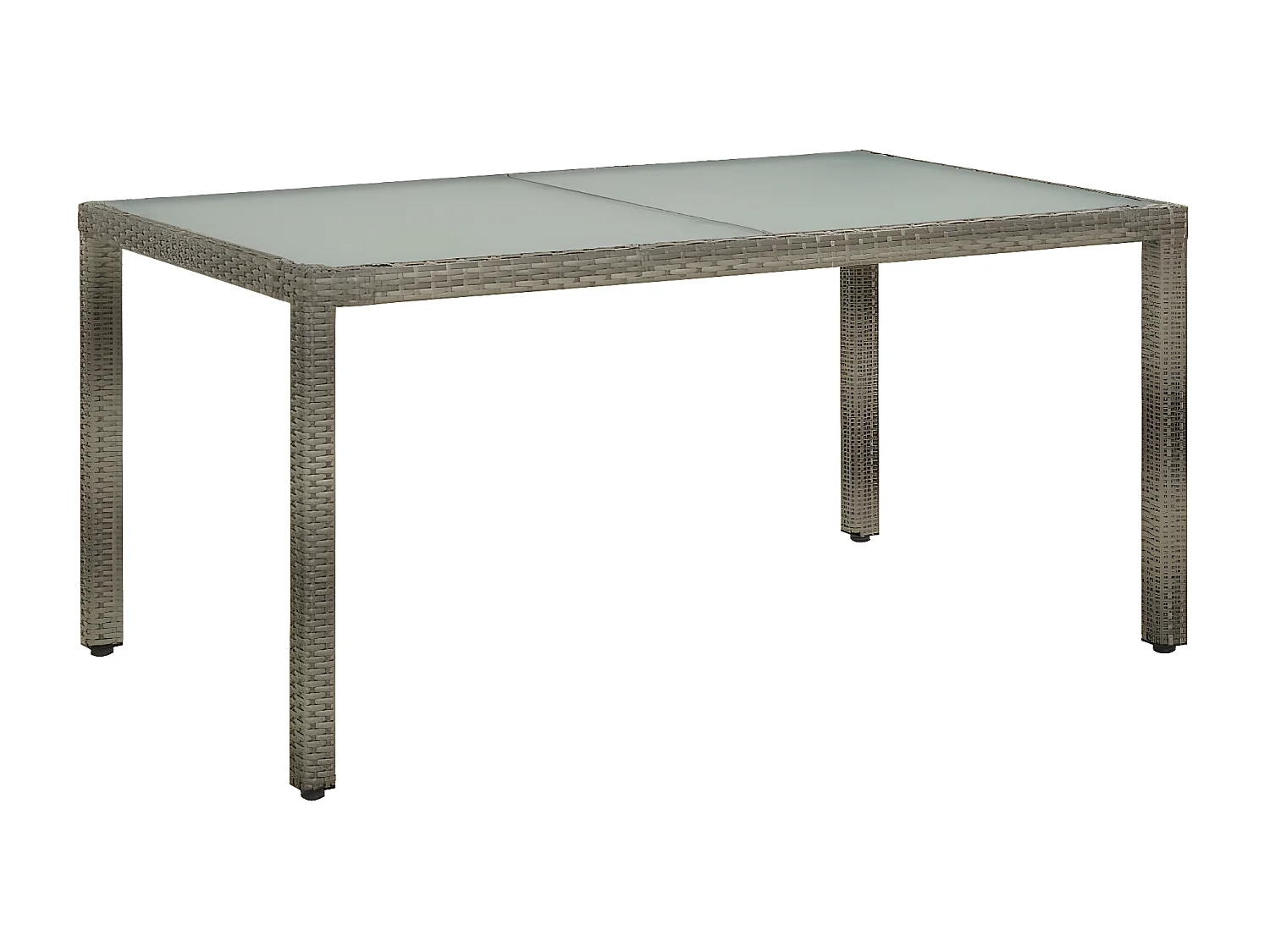 Harko  Table de jardin 150x90x75 cm Verre trempé et poly rotin Gris