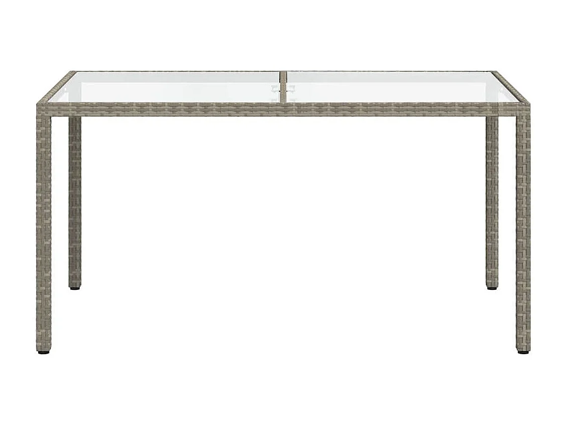 Harko  Table de jardin 150x90x75 cm Verre trempé et poly rotin Gris