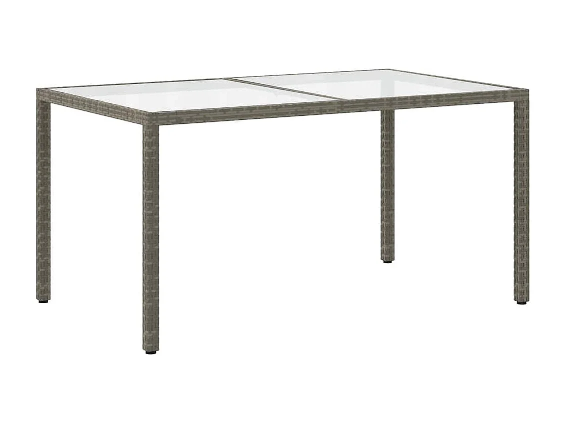 Harko  Table de jardin 150x90x75 cm Verre trempé et poly rotin Gris