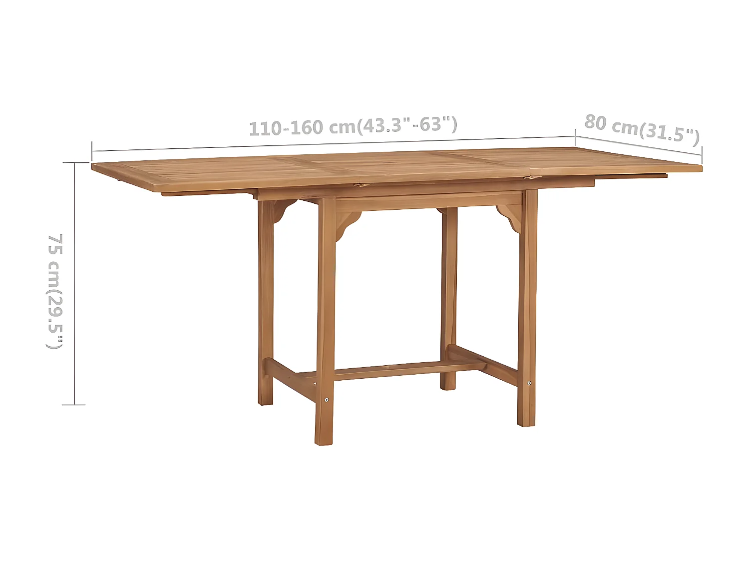 Dortea  Gartentisch Ausziehbar (110-160)x80x75 cm Massivholz Teak