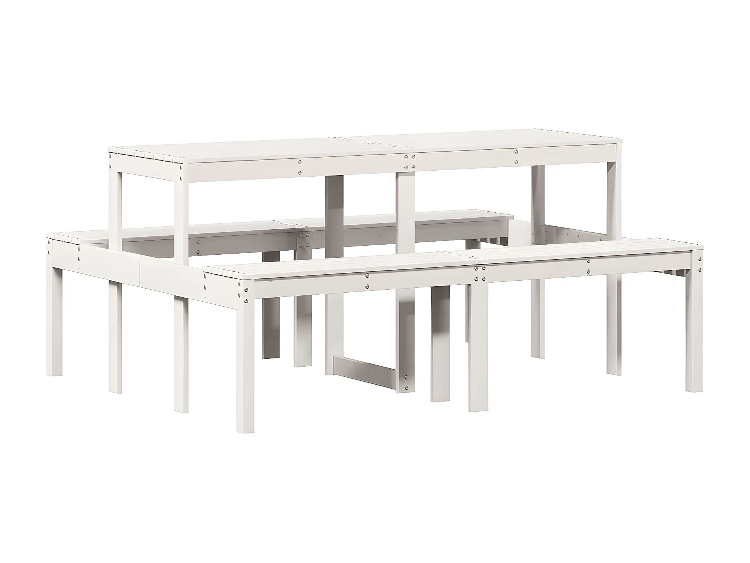Horrin  Table de pique-nique blanc 160x134x75 cm bois massif de pin