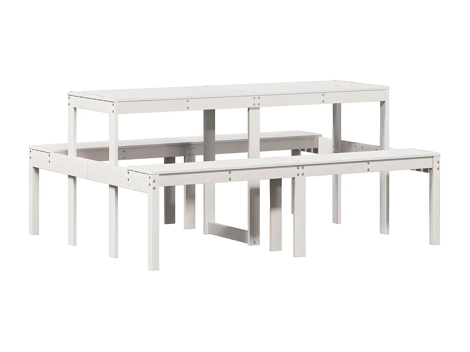 Horrin  Table de pique-nique blanc 160x134x75 cm bois massif de pin