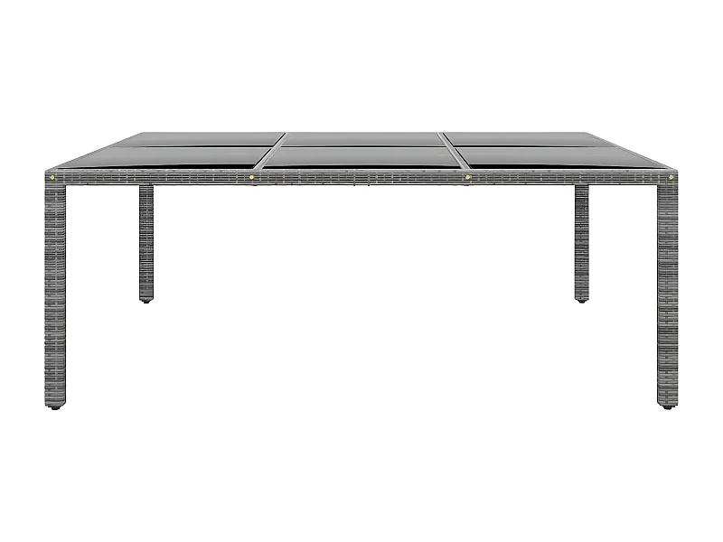 Hallgeir  Tuintafel 200x150x75 cm gehard glas en poly rattan grijs