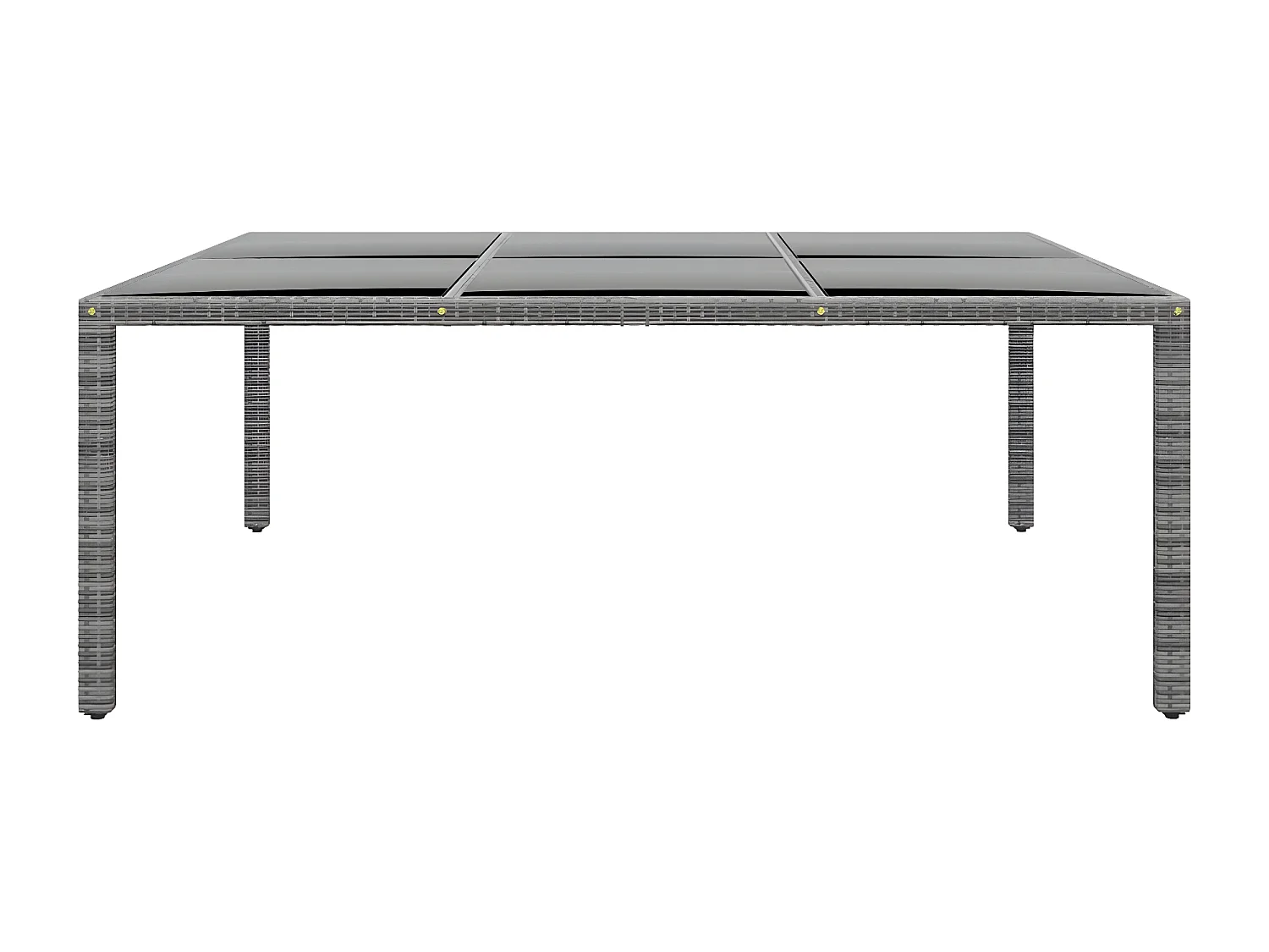 Hallgeir  Tuintafel 200x150x75 cm gehard glas en poly rattan grijs