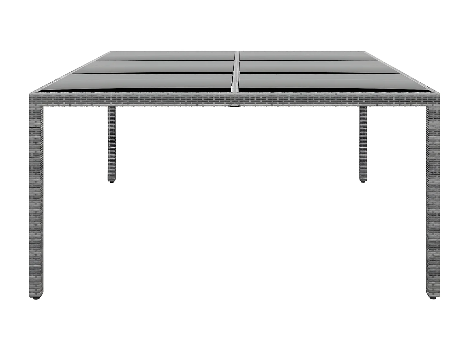 Hallgeir  Tuintafel 200x150x75 cm gehard glas en poly rattan grijs