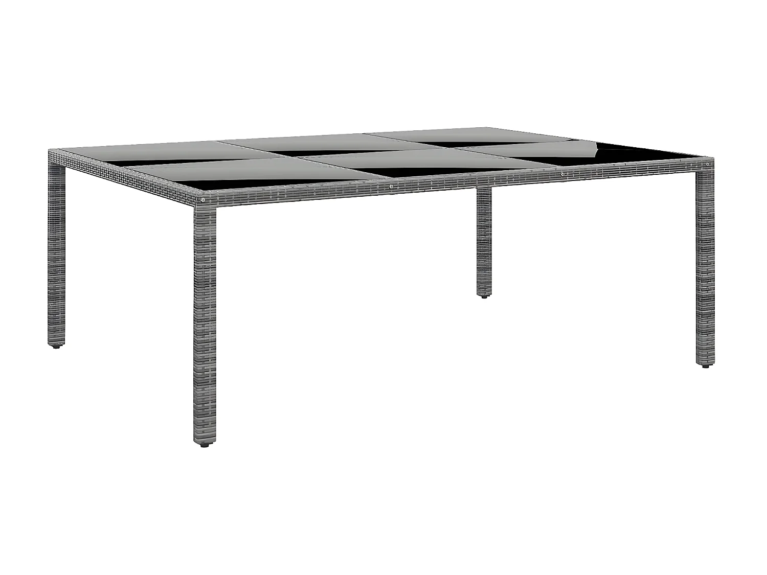 Hallgeir  Table de jardin 200x150x75 cm Verre trempé/résine tressée Gris