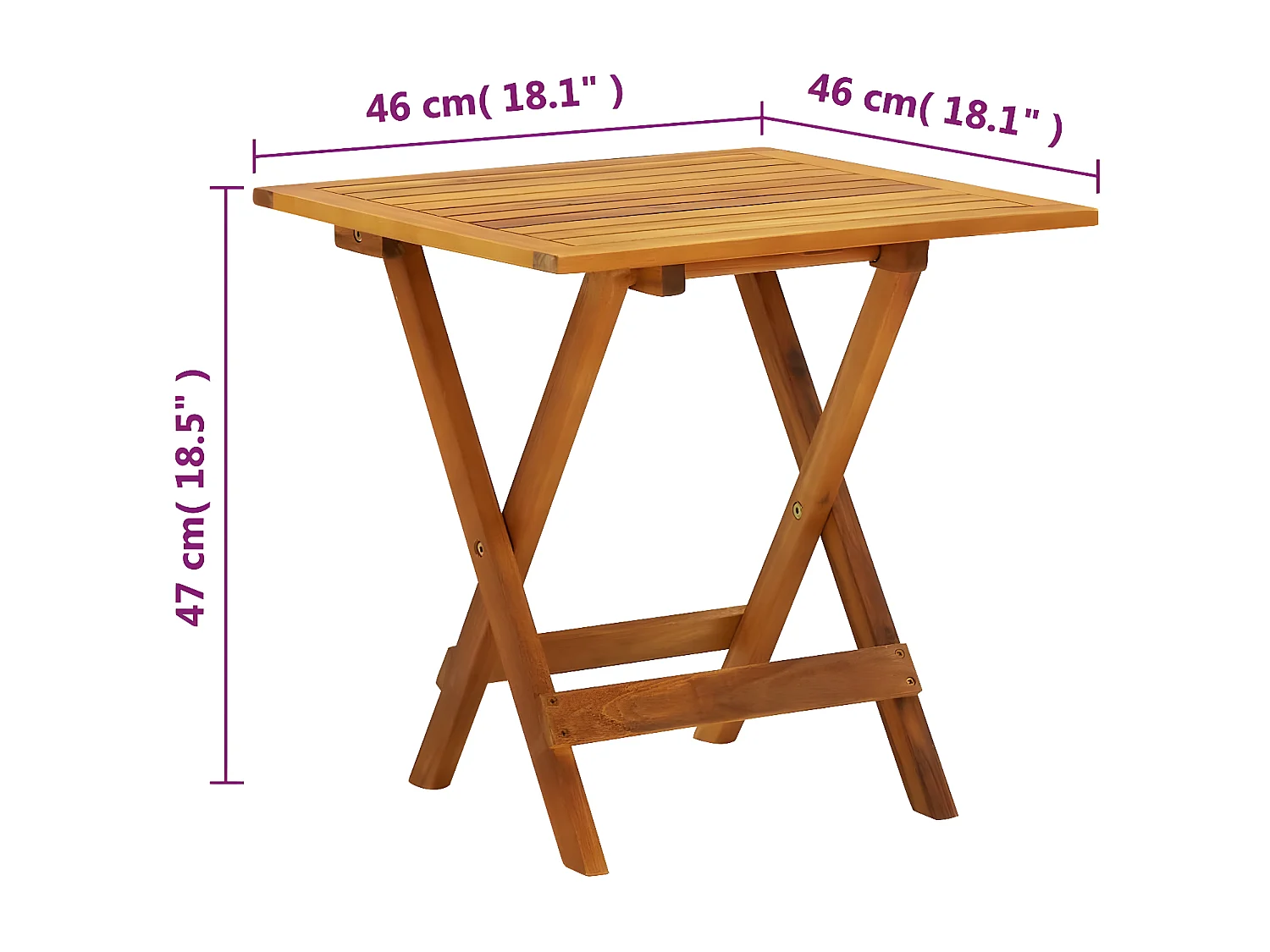Qalvin  Bistrotisch 46x46x47 cm Massivholz Akazie