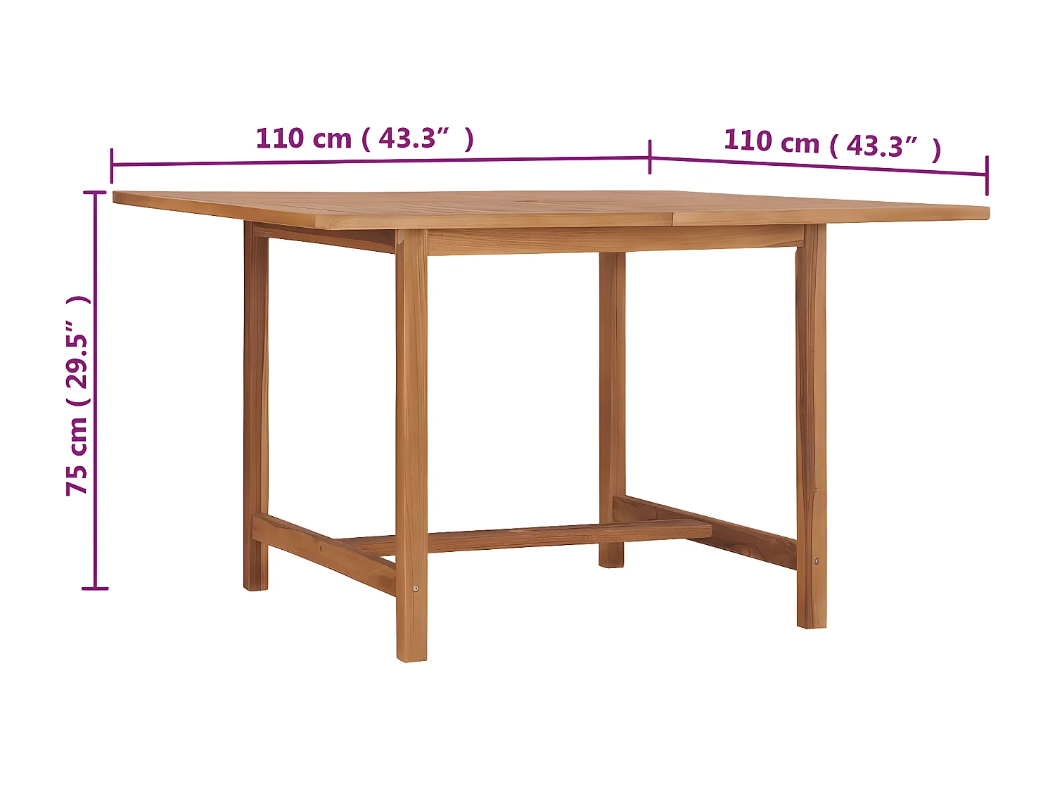 Cemil  Garten-Esstisch 110x110x75 cm Massivholz Teak