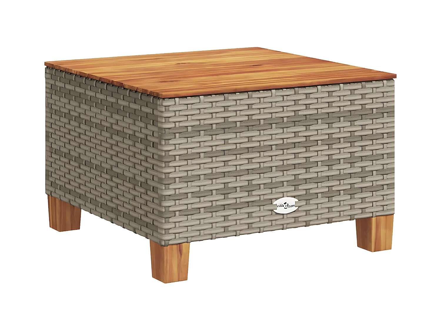 Cirlon  Table de jardin gris 55x55x36 cm résine tressée et bois acacia