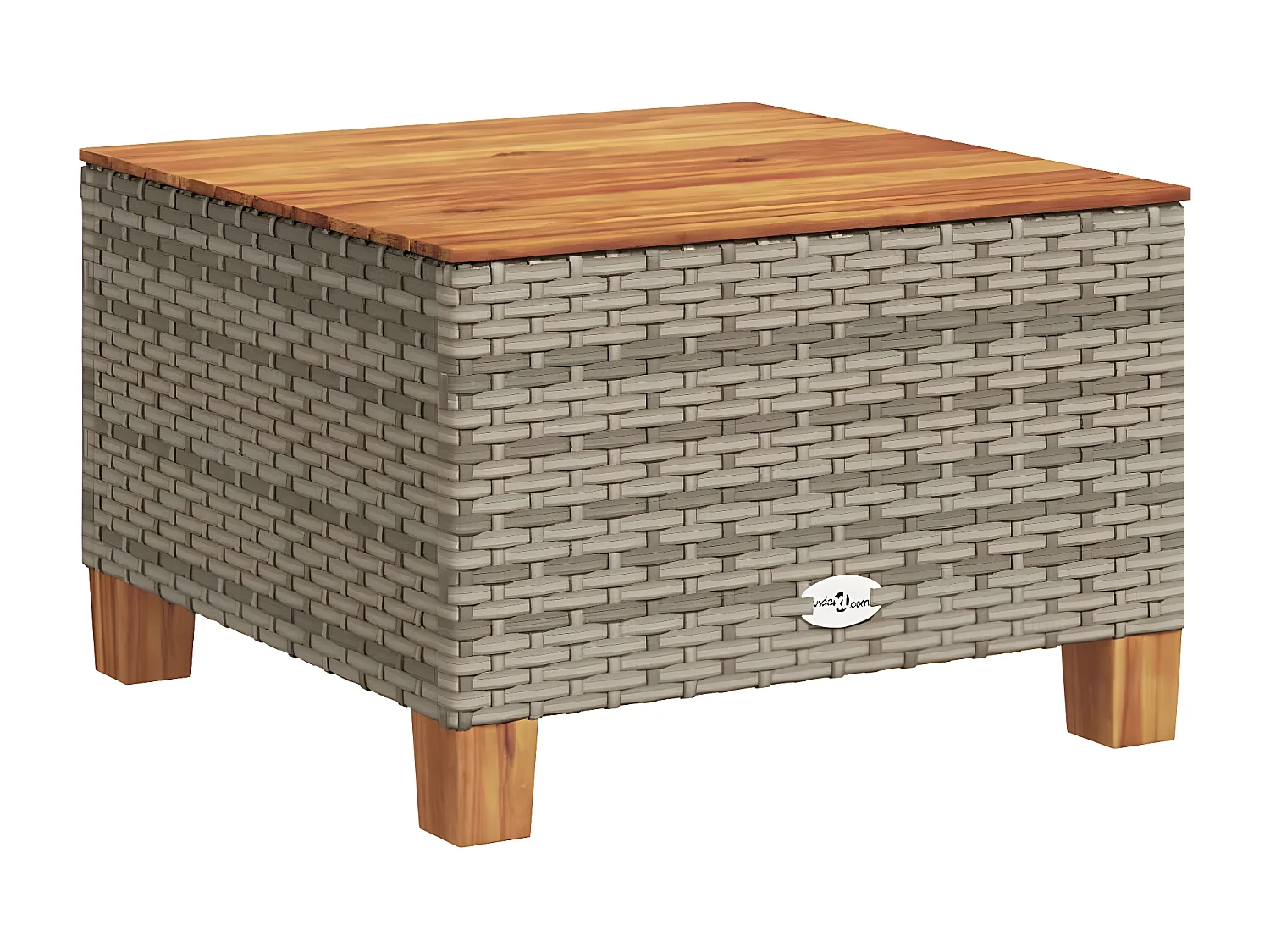 Cirlon  Table de jardin gris 55x55x36 cm résine tressée et bois acacia