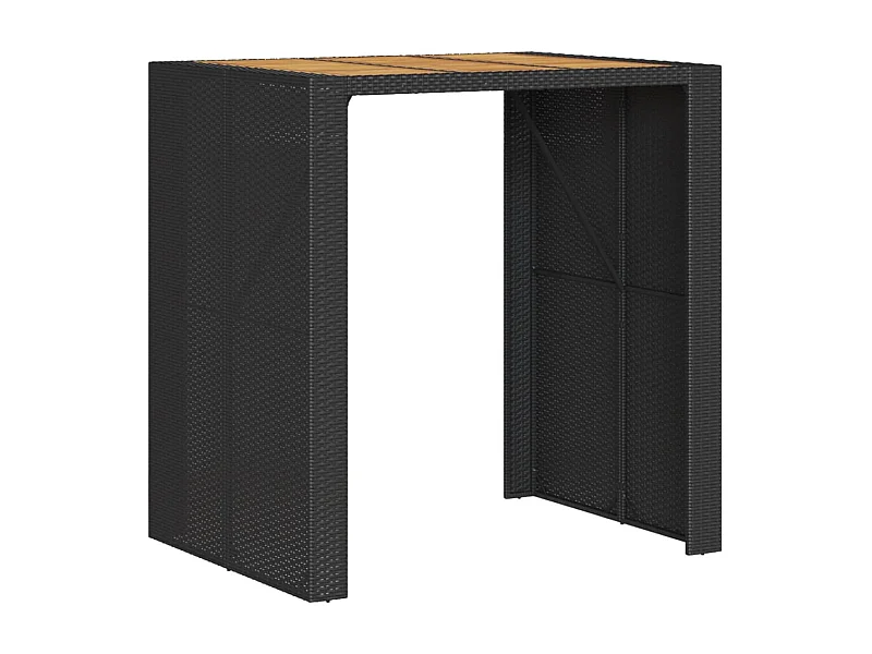 Karaca  Tuinbartafel acaciahouten blad 105x80x110 cm poly rattan zwart