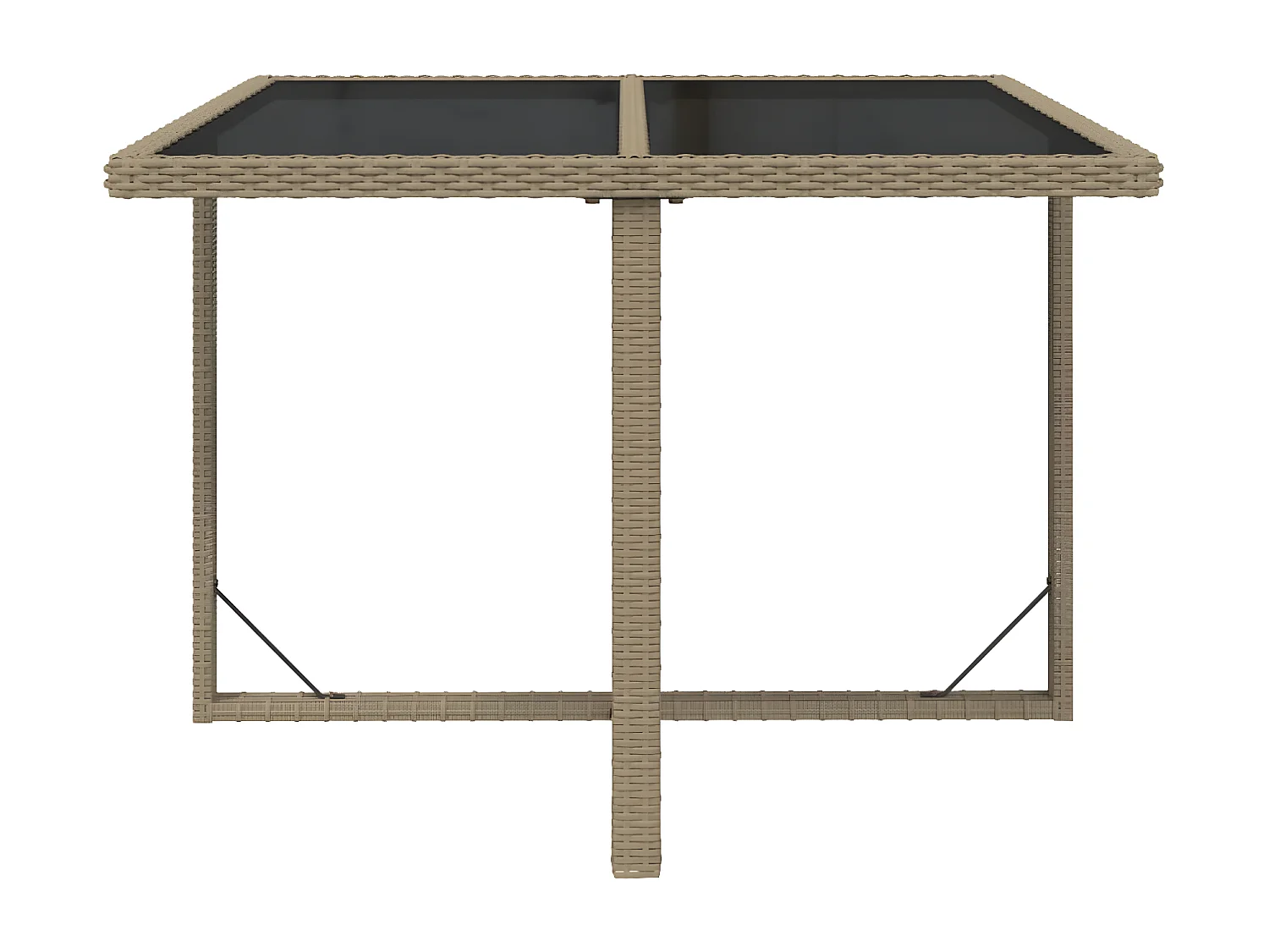 Cihangir  Table de jardin Beige 109x107x74 cm Résine tressée et verre