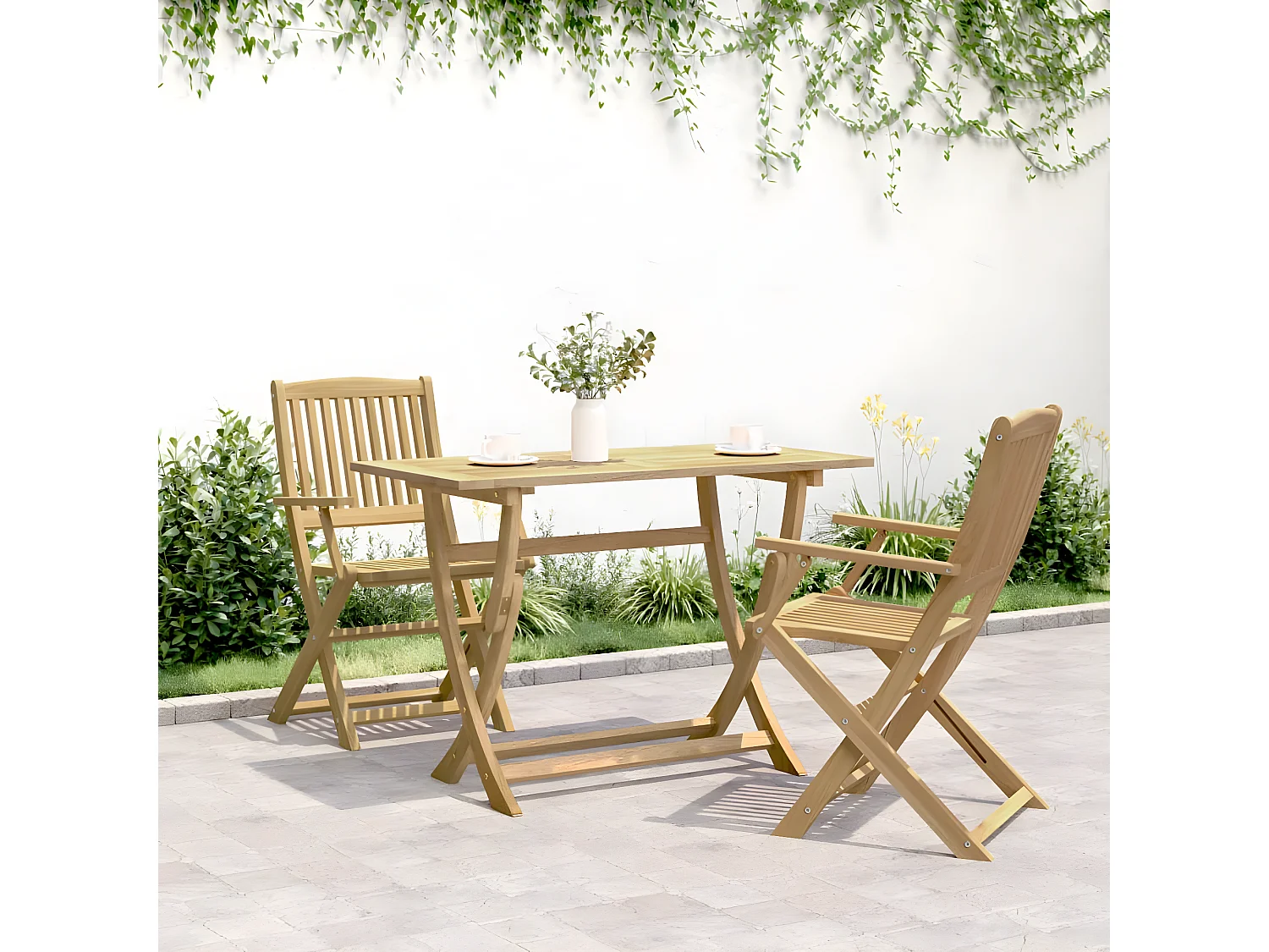 Celronor  Table pliable de jardin 110x55x75 cm bois d'acacia solide