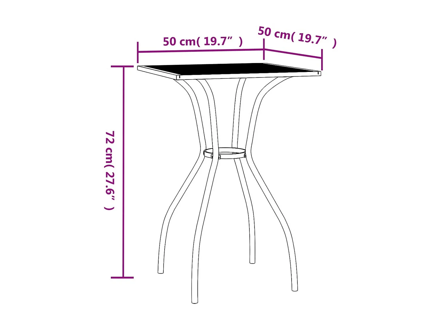 Ikast  Table de jardin anthracite 50x50x72 cm treillis d'acier