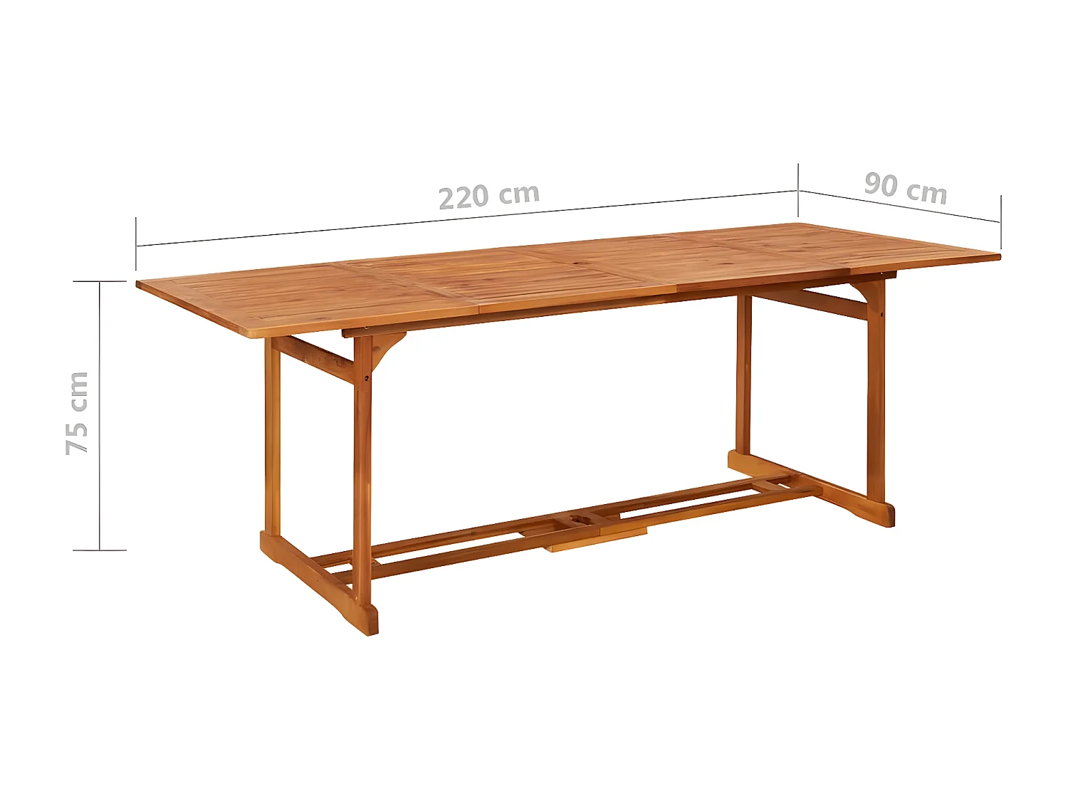 Kuortane  Table à dîner de jardin 220x90x75 cm Bois d'acacia massif