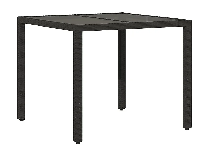 Garden Furniture -  Tuintafel met glazen blad 90x90x75 cm poly rattan