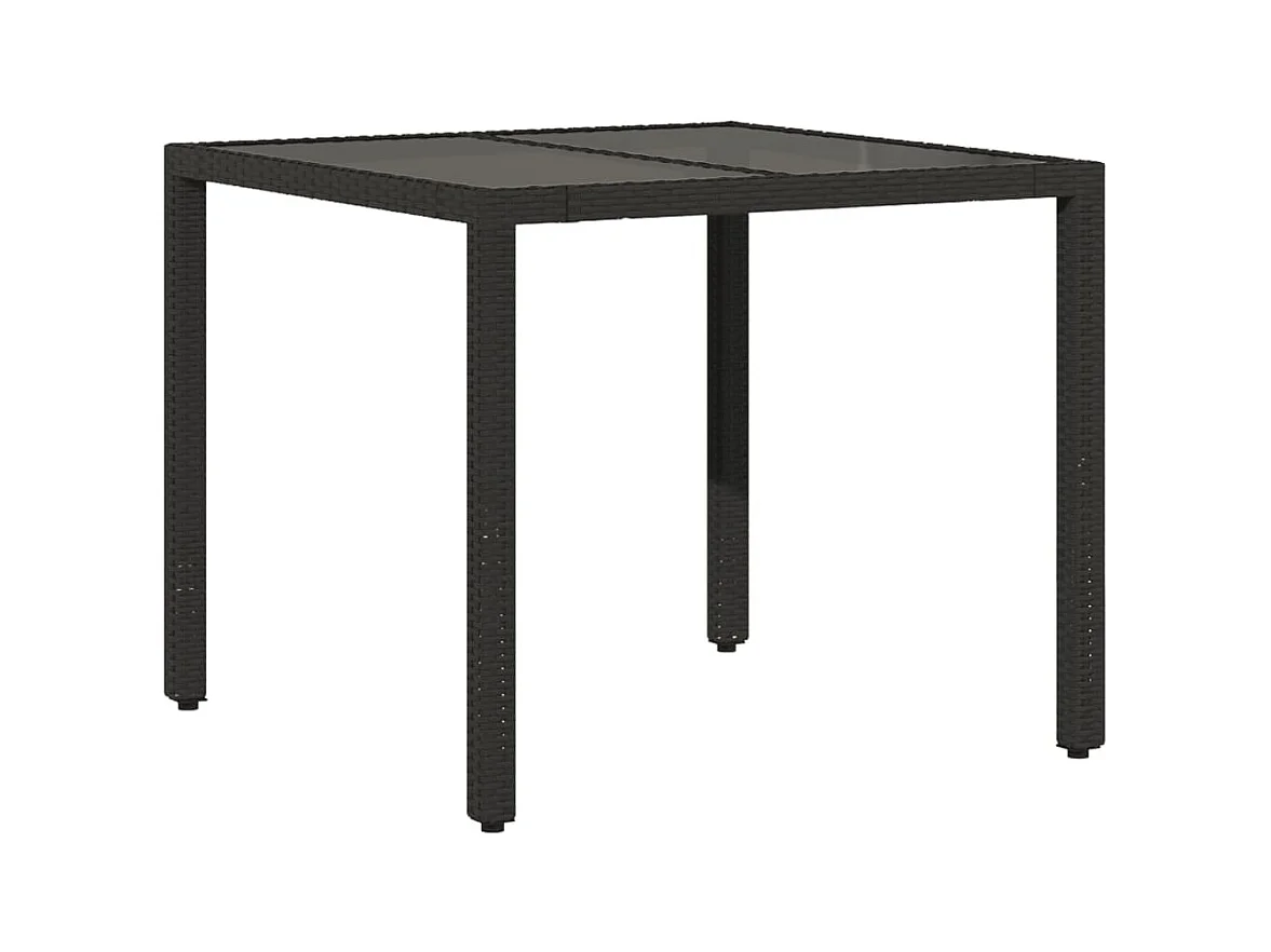 Garden Furniture -  Tuintafel met glazen blad 90x90x75 cm poly rattan