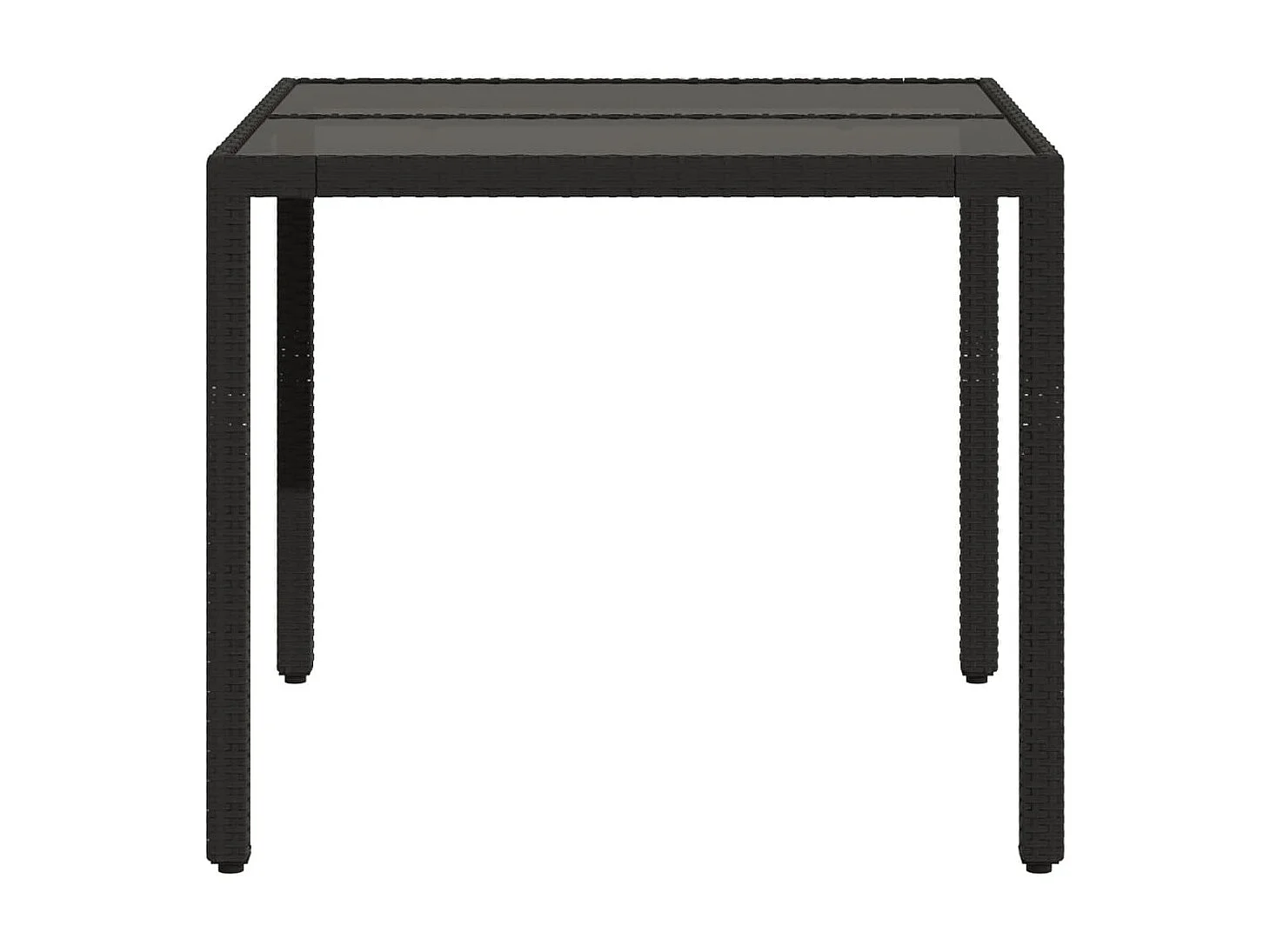 Garden Furniture -  Table de jardin dessus en verre Noir 90x90x75 cm Résine tressée