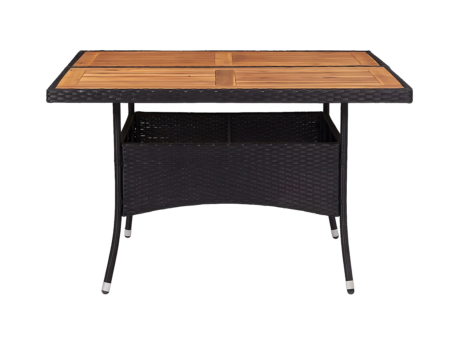 Tancredi  Table d'extérieur Noir Résine tressée et bois d'acacia solide