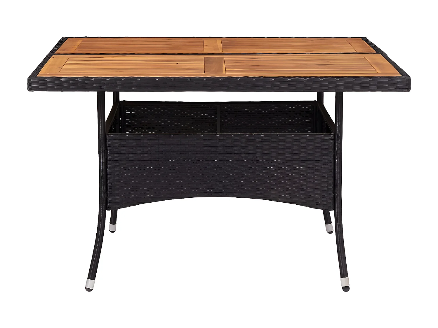 Tancredi  Table d'extérieur Noir Résine tressée et bois d'acacia solide