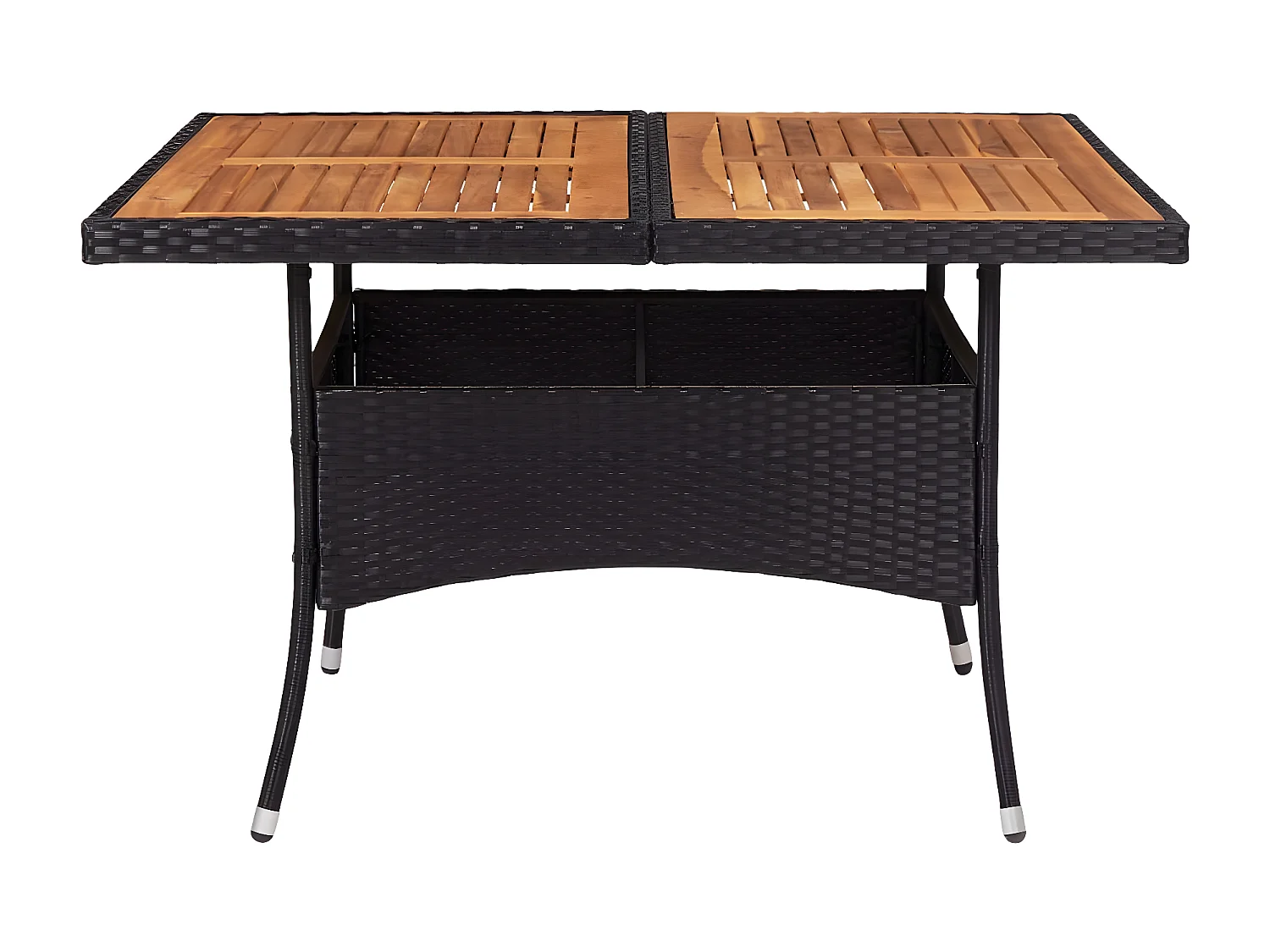 Tancredi  Table d'extérieur Noir Résine tressée et bois d'acacia solide