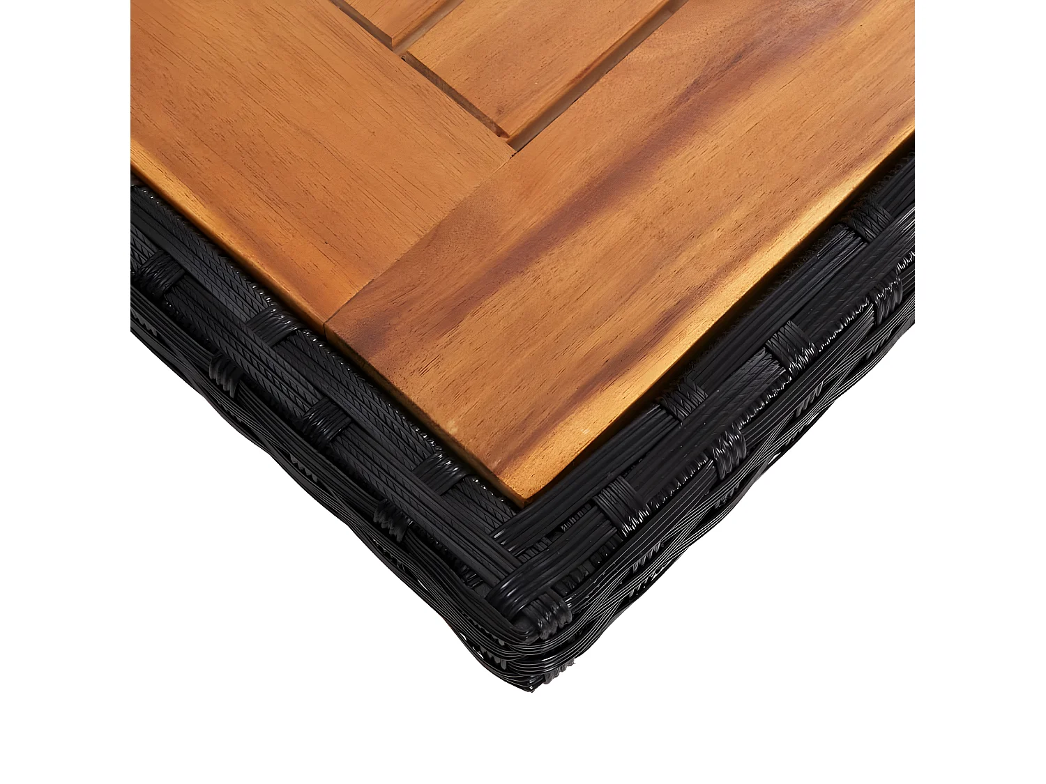 Tancredi  Table d'extérieur Noir Résine tressée et bois d'acacia solide