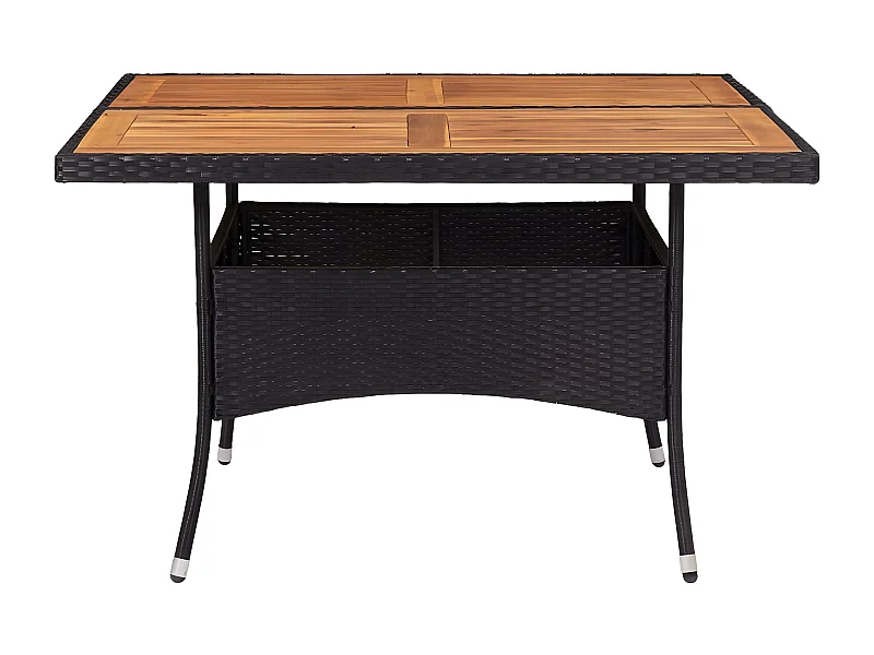 Tancredi  Table d'extérieur Noir Résine tressée et bois d'acacia solide