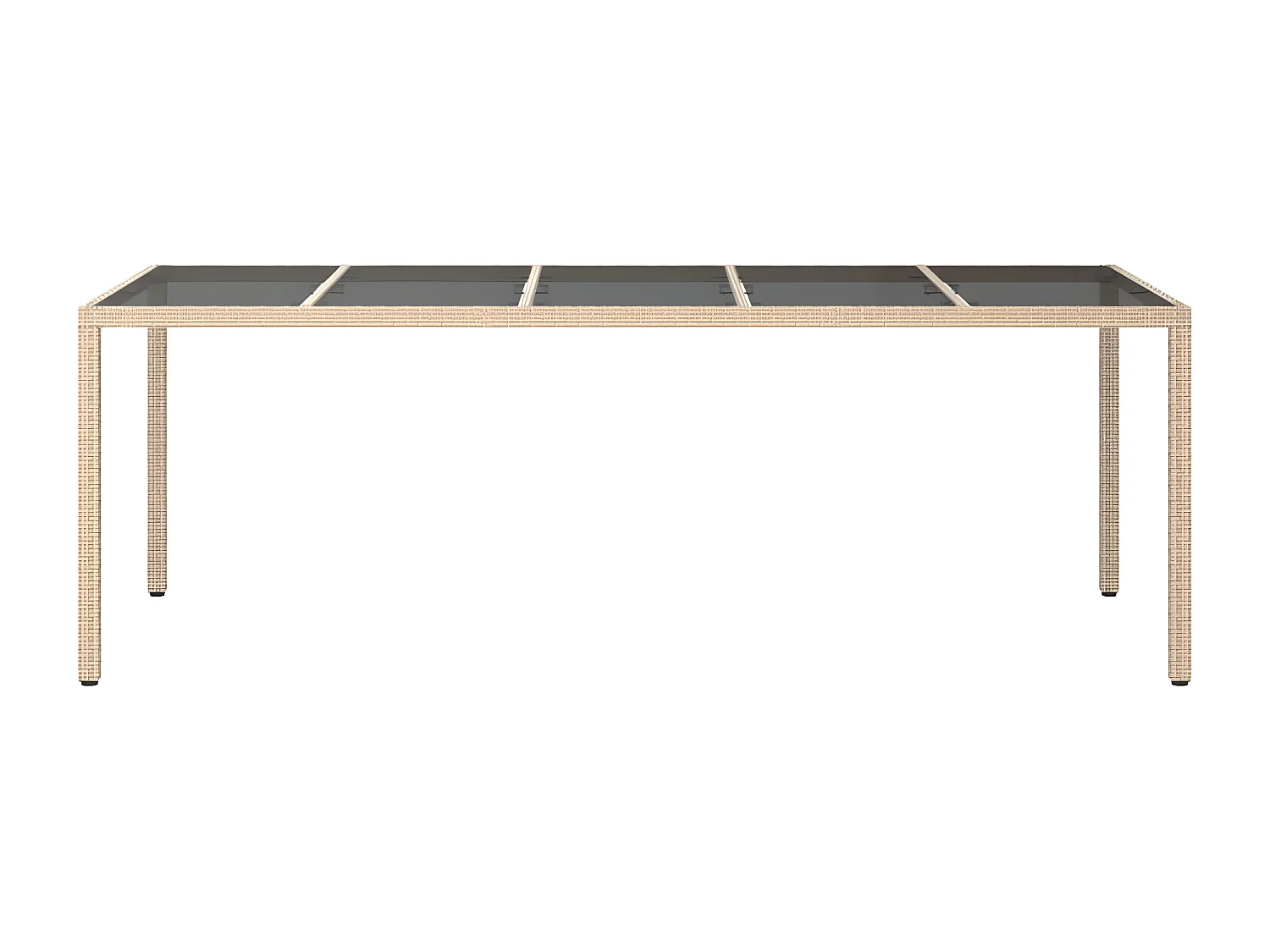 Roos  Tuintafel 250x100x75 cm gehard glas en poly rattan beige