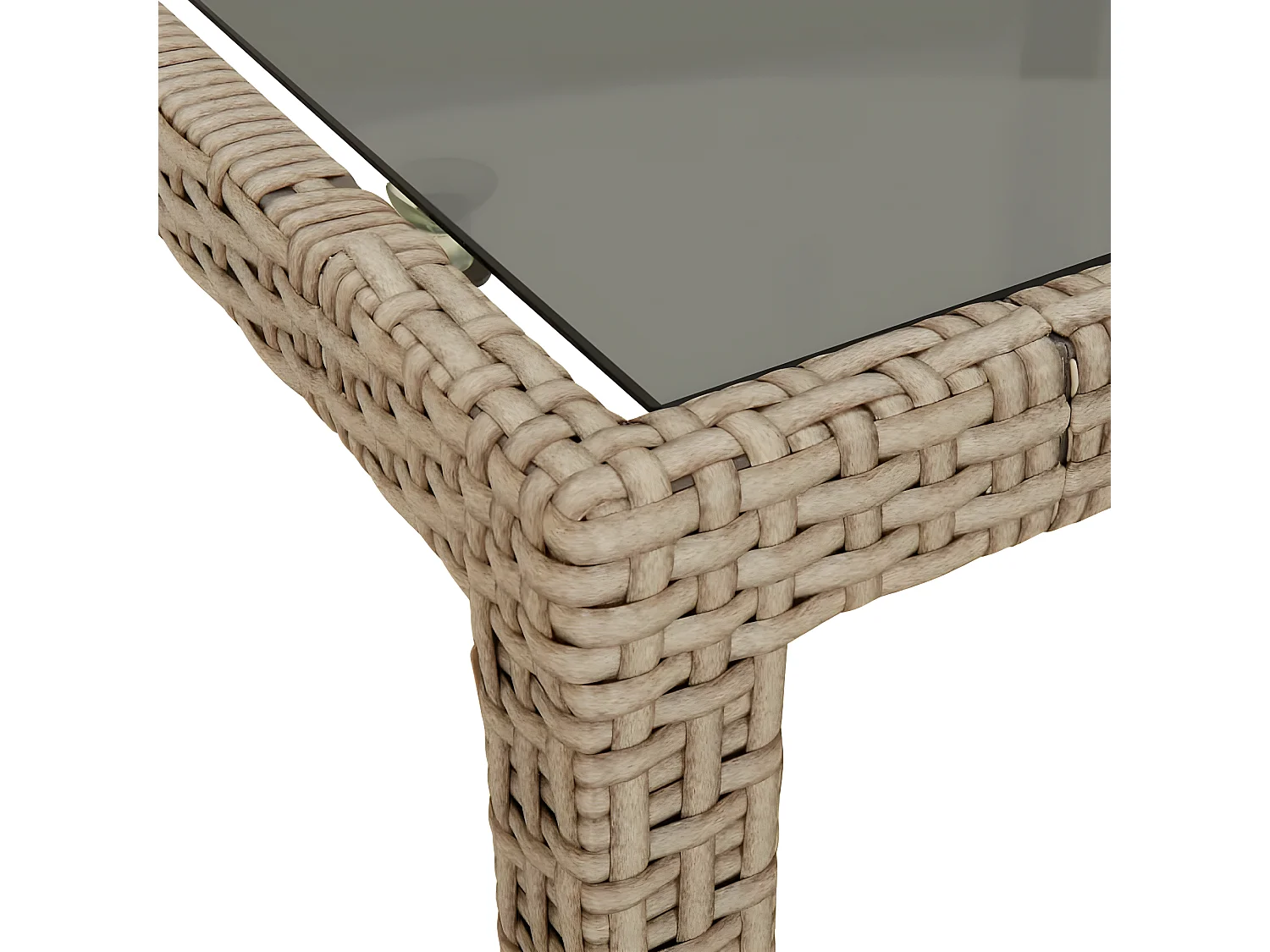 Roos  Tuintafel 250x100x75 cm gehard glas en poly rattan beige