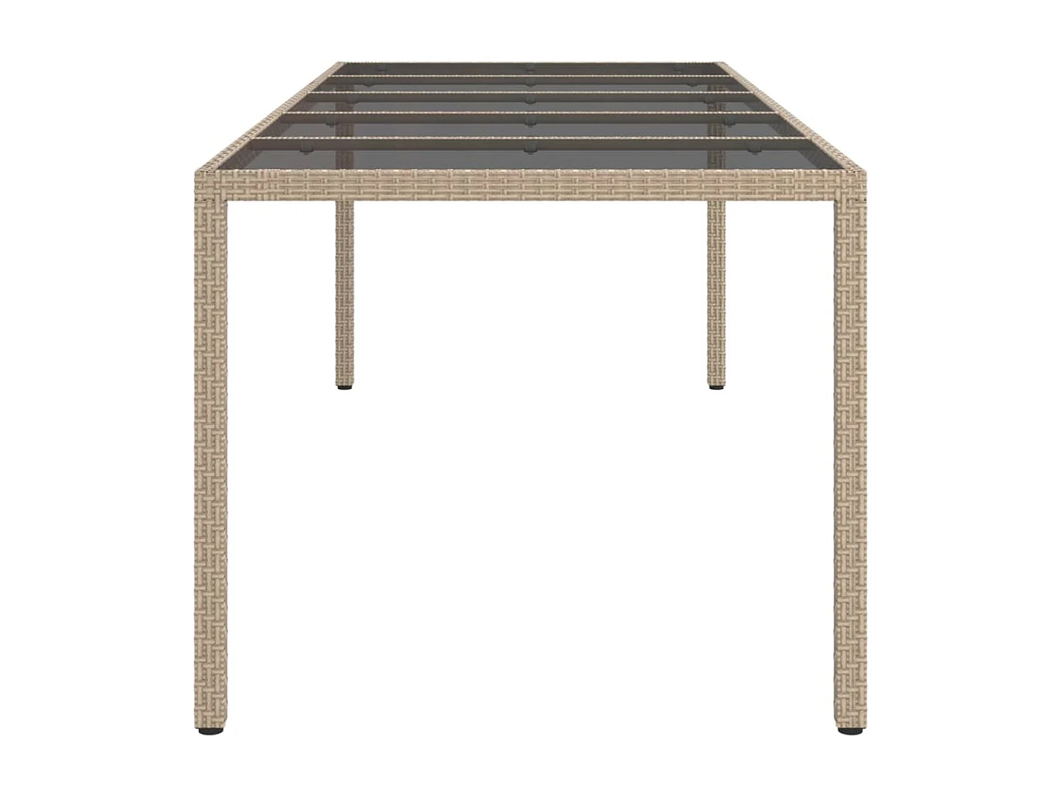 Roos  Table de jardin Beige 250x100x75 cm Verre trempé et poly rotin