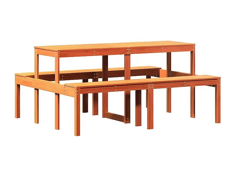 Horrin  Picknicktafel 160x134x75 cm massief grenenhout wasbruin