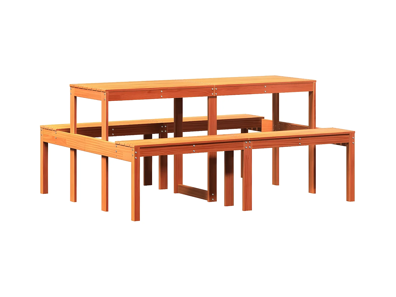 Horrin  Picknicktisch Wachsbraun 160x134x75 cm Massivholz Kiefer