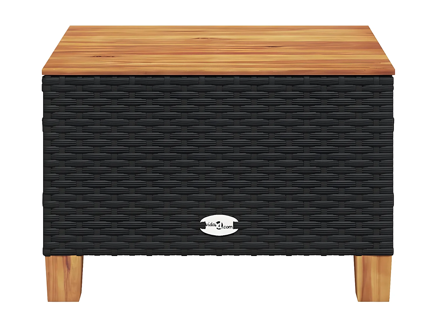 Cirlon  Table de jardin noir 55x55x36 cm résine tressée et bois acacia