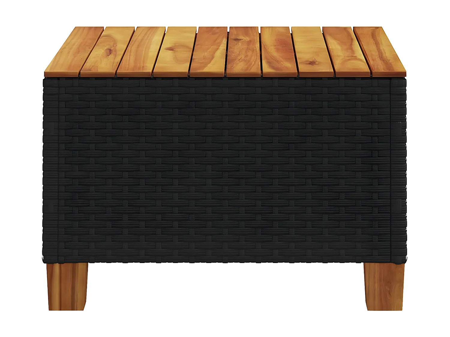 Cirlon  Table de jardin noir 55x55x36 cm résine tressée et bois acacia